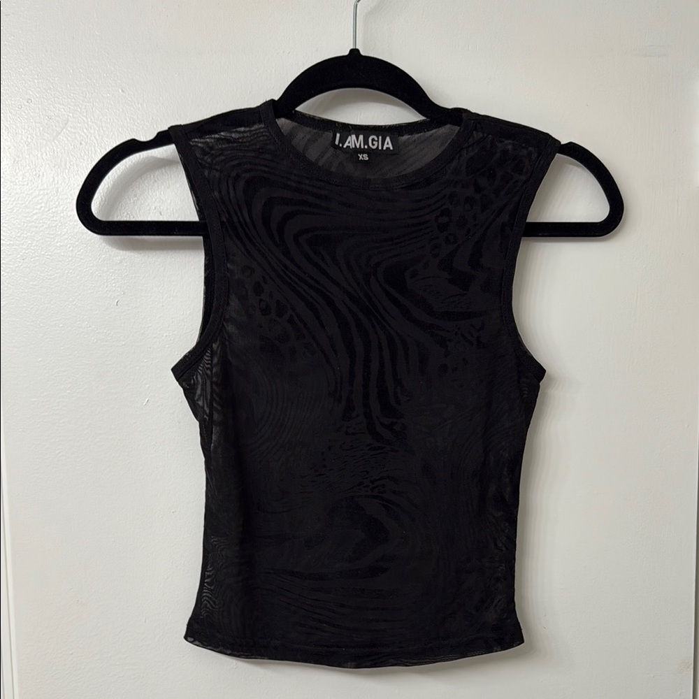 I.AM.GIA Black Textured Tank Top